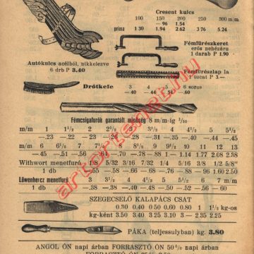 Seiller Vasüzlet 1938