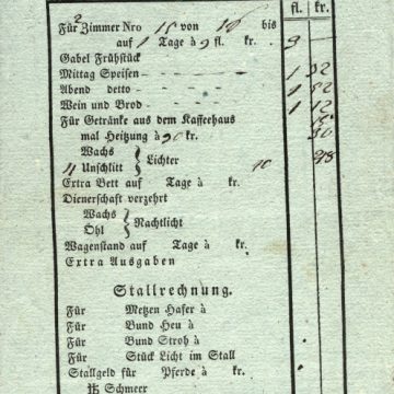 Fogadó Mátyás királyhoz számlája 1828