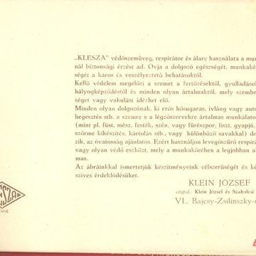 Klein József védőszemüvegek