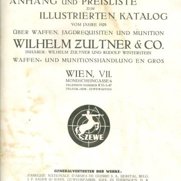 ZEWE Wilhelm Zultner & Co fegyver árjegyzék 1931