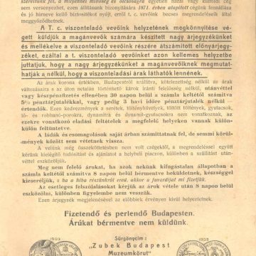 Zubek és Tsa fegyver és lőszer árjegyzék