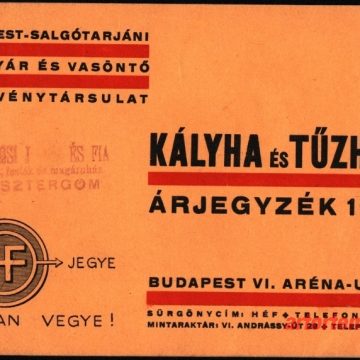 Kályha és tűzhely árjegyzék 1933
