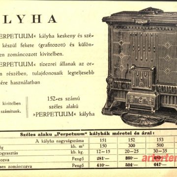Kályha és tűzhely árjegyzék 1933