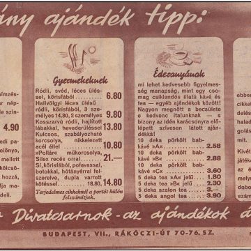 Divatcsarnok karácsonyi árjegyzék