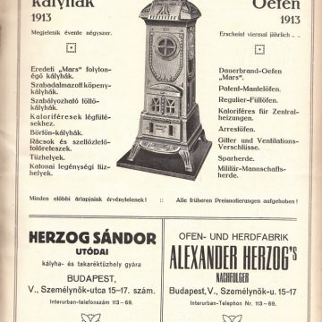 Herzog kályhák és tűzhelyek 1913