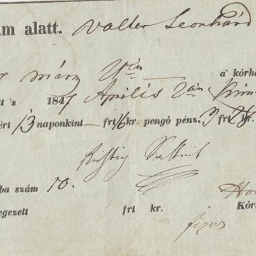 Kórházi számla 1847